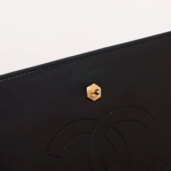 Chanel CC Logo Lambskin Chain Shoulder Bag Black - Picture 13 of 14